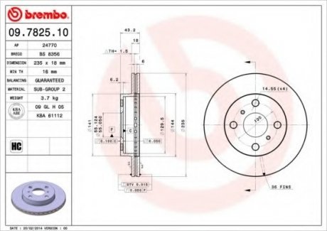 Тормозной диск Brembo 09.7825.10 (фото 1)