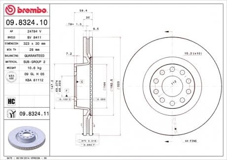 Тормозной диск Brembo 09.8324.11 (фото 1)