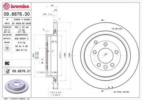 Тормозной диск Brembo 09.8876.31
