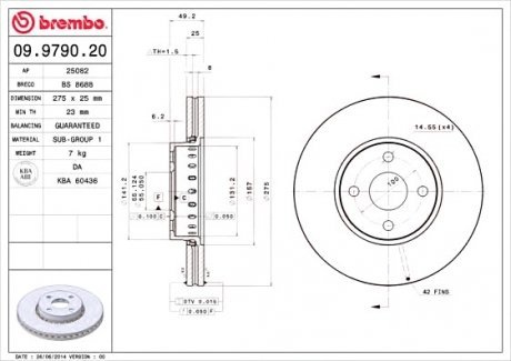 Тормозной диск Brembo 09.9790.20