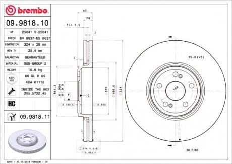 Тормозной диск Brembo 09.9818.11 (фото 1)