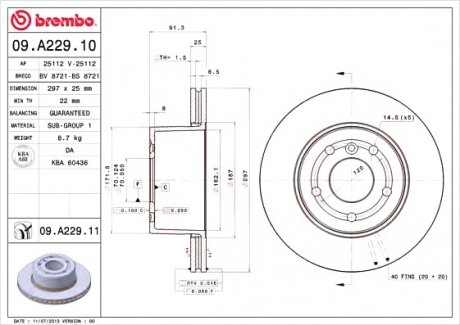 Тормозной диск Brembo 09.A229.11