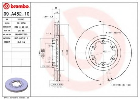 Тормозной диск Brembo 09.A452.10