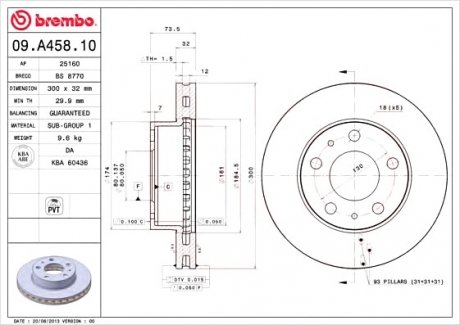 Тормозной диск Brembo 09.A458.10 (фото 1)