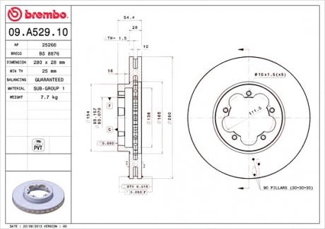 Тормозной диск Brembo 09.A529.10
