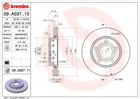 Тормозной диск Brembo 09.A597.11