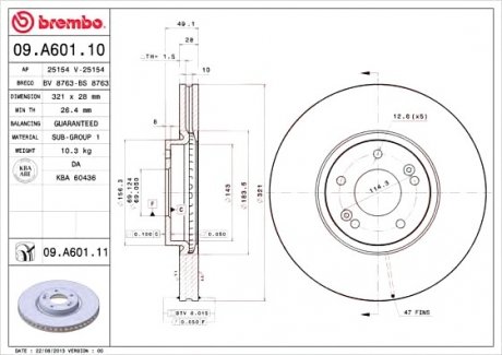 Тормозной диск Brembo 09.A601.11