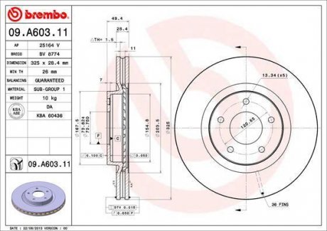 Тормозной диск Brembo 09.A603.11