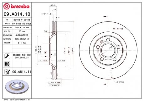 Тормозной диск Brembo 09.A814.11 (фото 1)