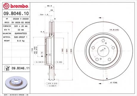 Тормозной диск Brembo 09.B046.11