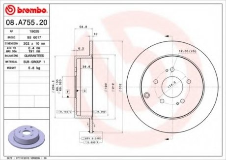 Тормозной диск Brembo 08.A755.20