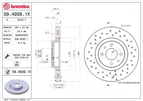 Тормозной диск Brembo 09.4939.1X