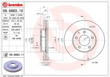 Тормозной диск Brembo 09.6863.11