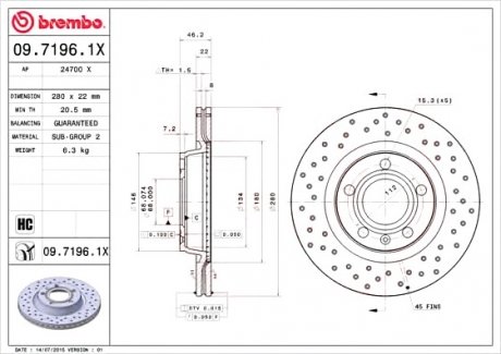 Тормозной диск Brembo 09.7196.1X