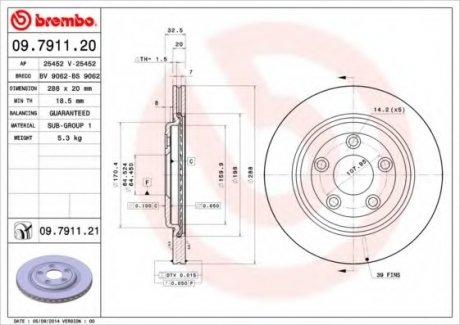 Тормозной диск Brembo 09.7911.21