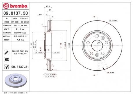 Тормозной диск Brembo 09.8137.31