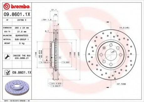 Тормозной диск Brembo 09.8601.1X (фото 1)