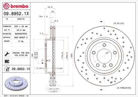 Тормозной диск Brembo 09.8952.1X