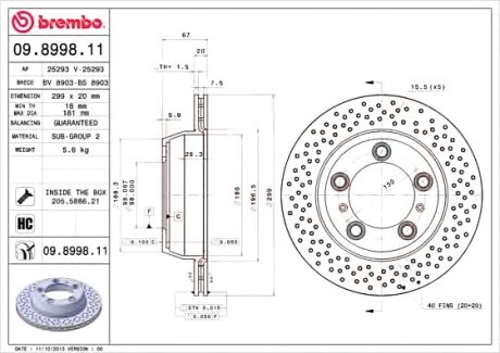 Тормозной диск Brembo 09.8998.11