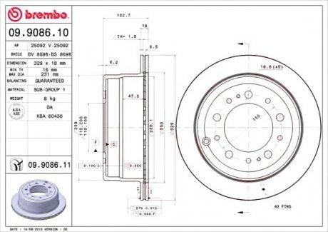 Тормозной диск Brembo 09.9086.11 (фото 1)