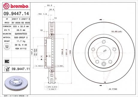 Тормозной диск Brembo 09.9447.11