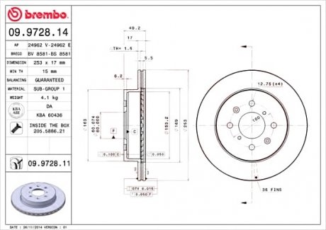 Тормозной диск Brembo 09.9728.11