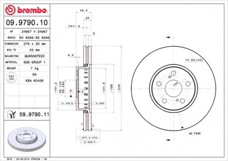 Тормозной диск Brembo 09.9790.11