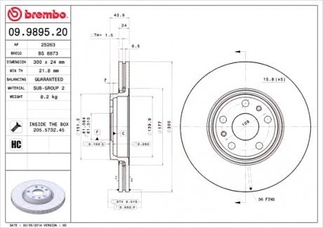 Тормозной диск Brembo 09.9895.20