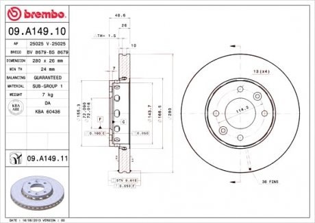 Тормозной диск Brembo 09.A149.11