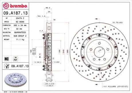 Гальмівний диск Brembo 09.A187.13