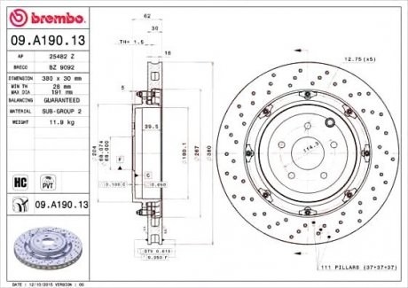 Гальмівний диск Brembo 09.A190.13