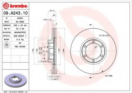 Гальмівний диск Brembo 09.A243.10