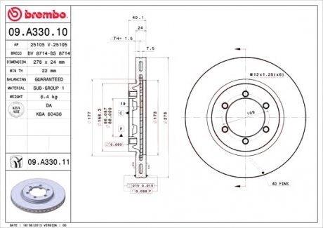 Тормозной диск Brembo 09.A330.11