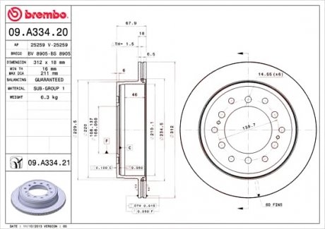 Тормозной диск Brembo 09.A334.21 (фото 1)