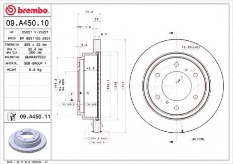 Тормозной диск Brembo 09.A450.11