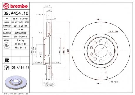 Тормозной диск Brembo 09.A454.11 (фото 1)