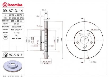 Тормозной диск Brembo 09.A713.11
