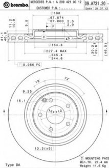 Тормозной диск Brembo 09.A731.21 (фото 1)