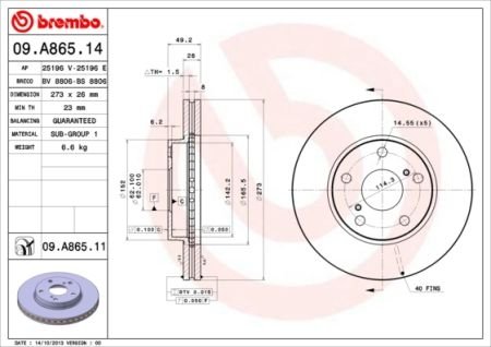 Тормозной диск Brembo 09.A865.11