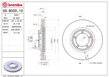 Тормозной диск Brembo 09.B030.10