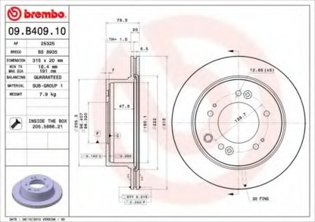Тормозной диск Brembo 09.B409.10 (фото 1)