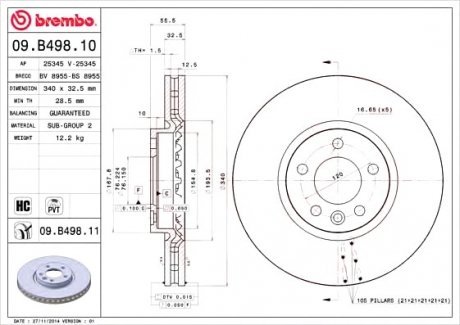 Тормозной диск Brembo 09.B498.10