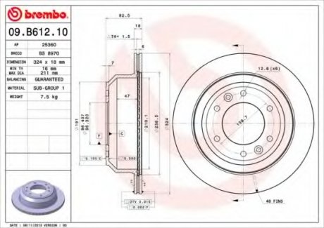 Тормозной диск Brembo 09.B612.10 (фото 1)