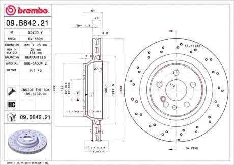 Тормозной диск Brembo 09.B842.21