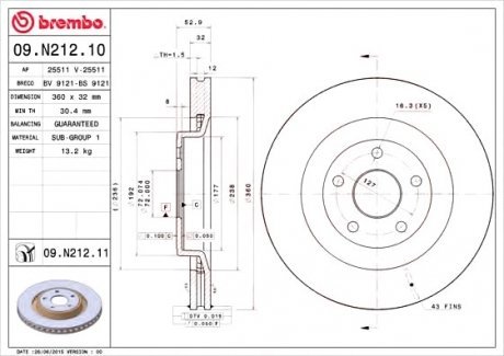 Тормозной диск Brembo 09.N212.11 (фото 1)