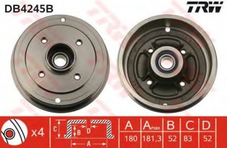 Тормозной барабан TRW DB4245B