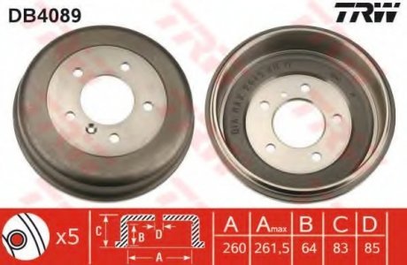 Тормозной барабан TRW DB4089