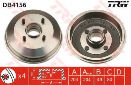 Тормозной барабан TRW DB4156