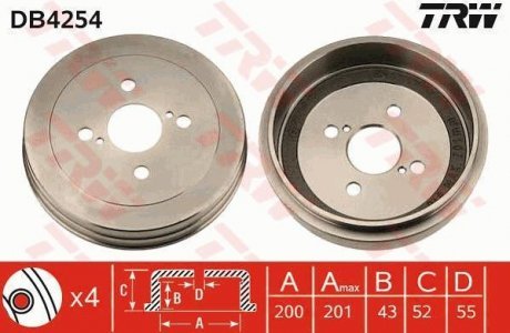 Тормозной барабан TRW DB4254