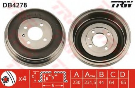 Тормозной барабан TRW DB4278